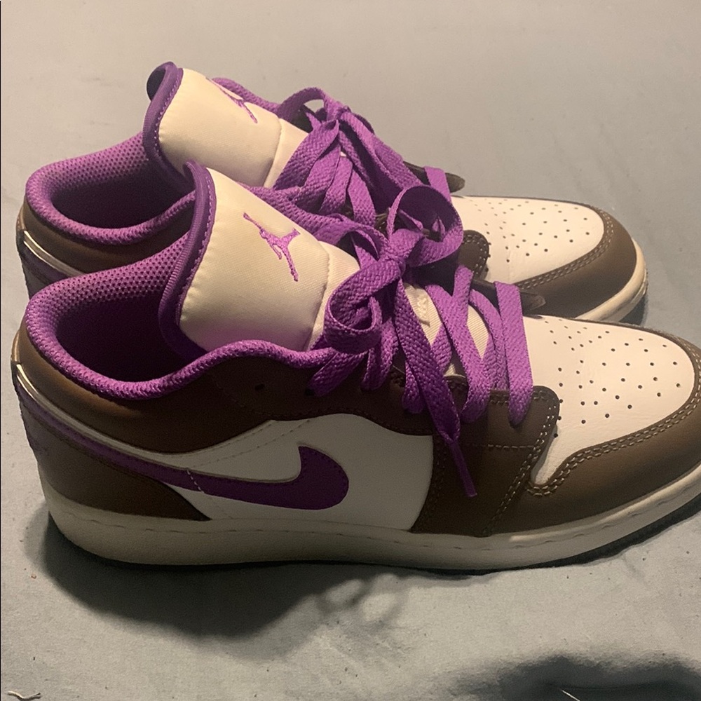 White, purple and brown Jordan One Lows size 4.5Y/6W NEW